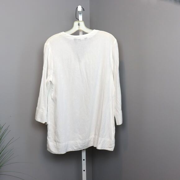 Lands’ End Linen Blend Tunic Top White Size Small - Picture 2 of 4